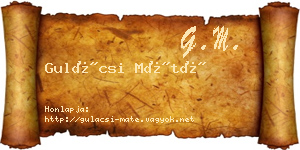 Gulácsi Máté névjegykártya